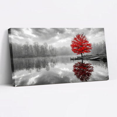 Red Tree Canvas Wall Art Oil Painting Print Set Of 1