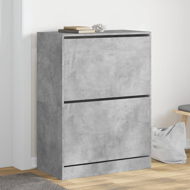 12 Pair Shoe Storage Cabinet, Concrete Grey