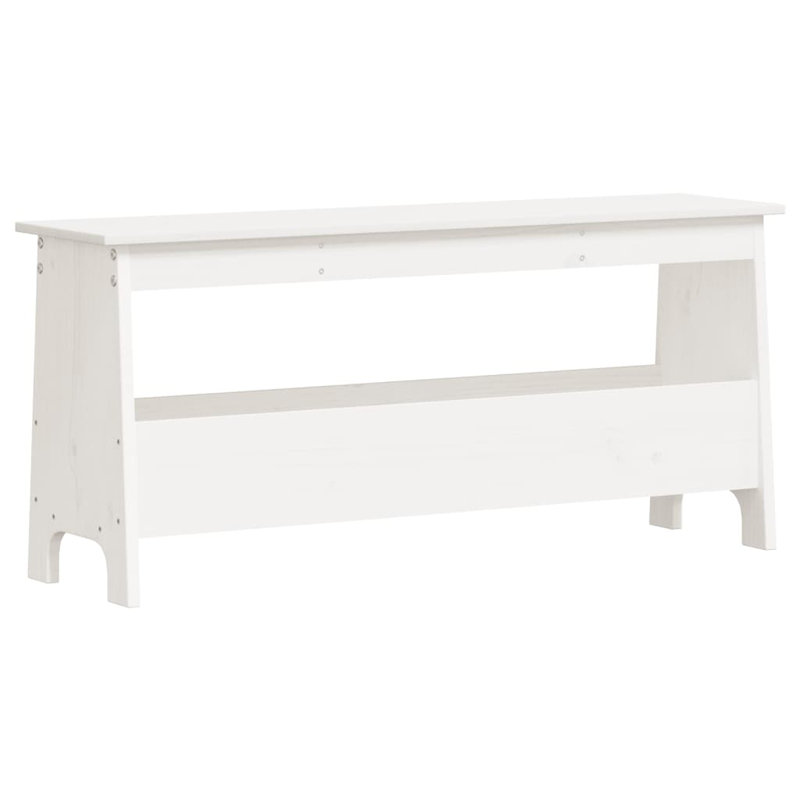 Allisandra Solid Wood Storage Bench, White, 45cm H x 100cm W x  28cm D