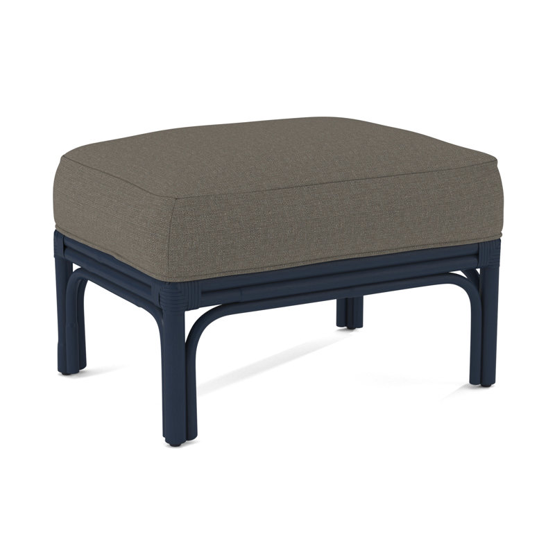 Boca Ottoman, Brown Geometric, 0456-33, Navy