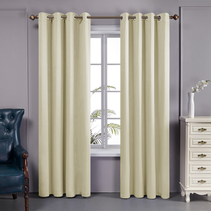 Paire de rideaux doublés occultant 100% Bursaite, L 52 po x L 84 po, Beige