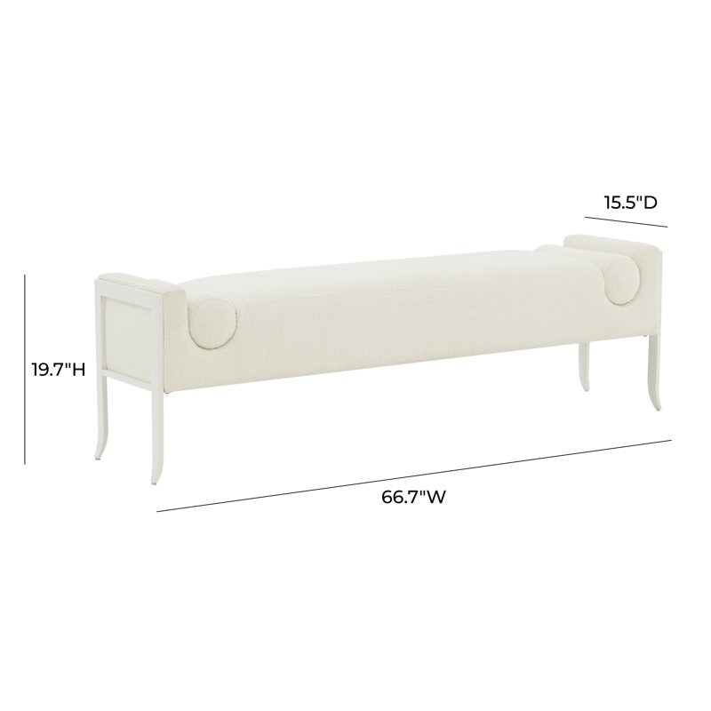 Ayotte Ines Boucle Bench, Cream Boucle, White