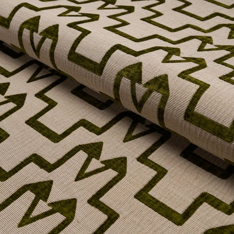 Schumacher X David Kaihoi Turkish Step Fabric, Green