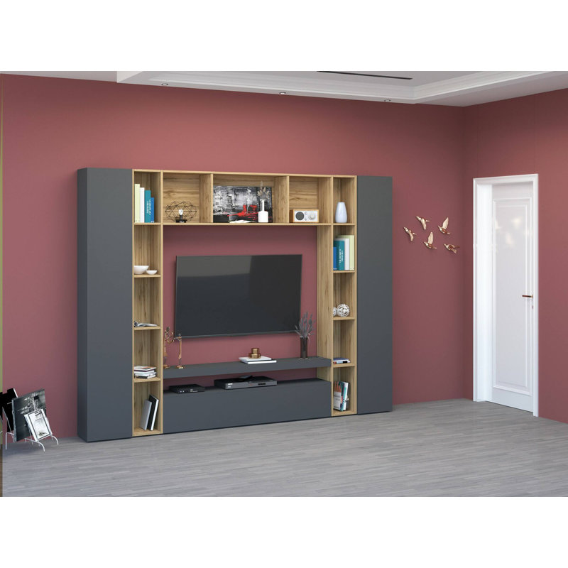 Mirre Rectangle Accent Cabinet, Anthracite/Oak