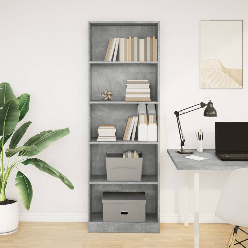 athema Standard Bookcase, (4 Shelves) 143cmH x 36cmW x 30cmD, Concrete Grey