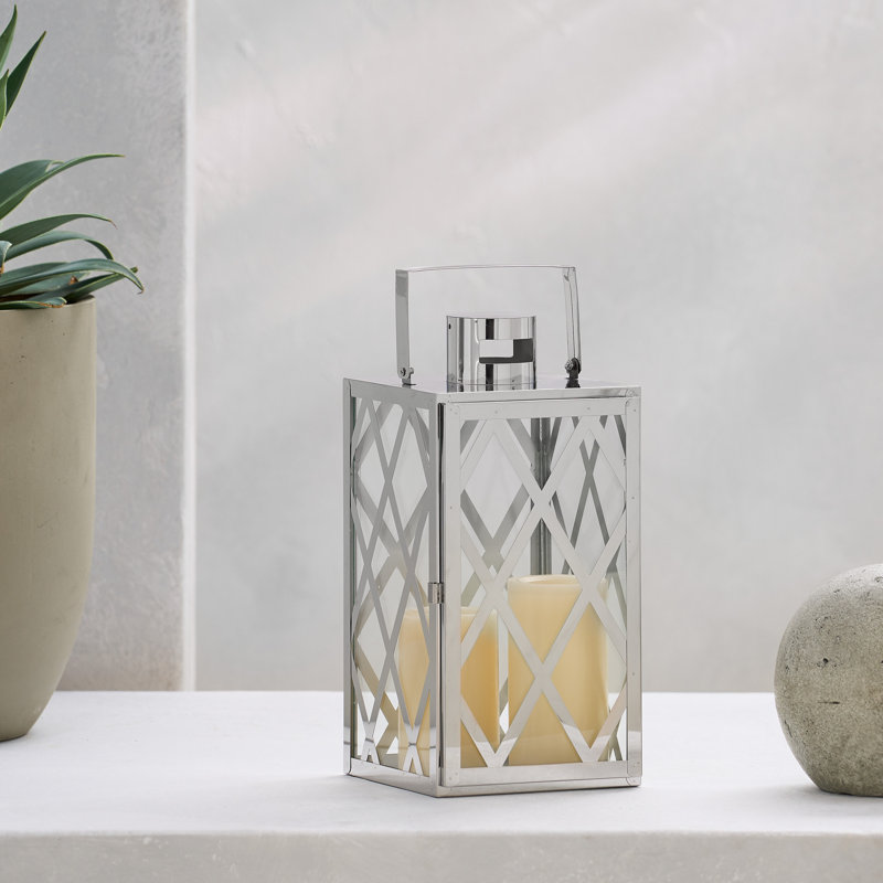 14'' H Floor Lantern, Silver