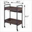 Chariots de cuisine 2 tablettes brun noyer et noir avec porte-gobelet, roulettes | Bois et métal | Salle à manger