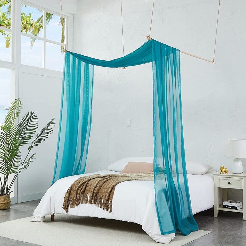  Rideaux à baldaquin en polyester, Vert / bleu sarcelle, Très grand
