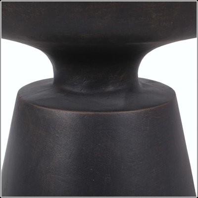 Outdoor Lightweight Concrete Side Table with Pedestal Base and Half-Sphere Top – Copper Finish