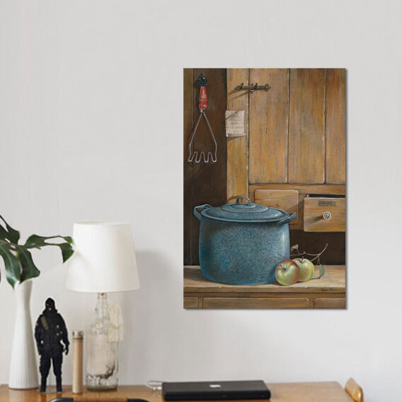 « apple dumplings », reproduction d’art sur toile tendue, H 24 po x l 16 po x P 1 po, Papier avec cadre noir, Blanc