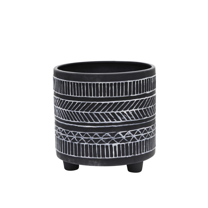 Jardinière en céramique 6/8 "en noir, jardin essentiel sur le toit 8" noir avec thème, contenant à plante