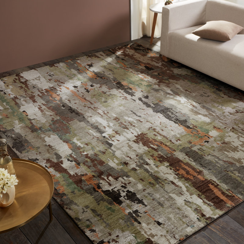 Tapis noué à la main Jaiden Woodland Mist, Rectangle 12 pi x 15 pi