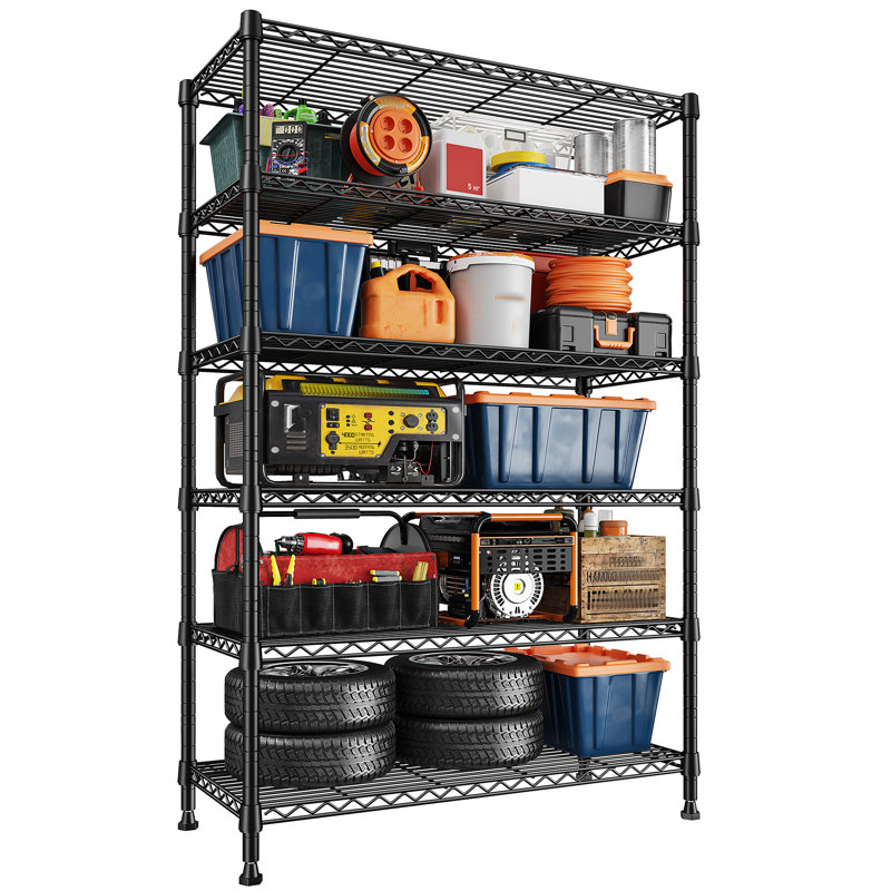Étagère de rangement à 6 niveaux, étagère de rangement, tablette de cuisine ajustable, H 71 po x l 29 po x P 14 po