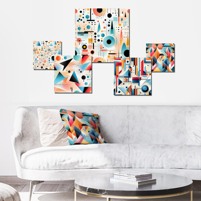 Crady Eclectic Geometric Diversity - Floral Wall Art Set Of 5