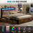 Modern Full/Queen Bed Frame With LED Lights, Storage Drawers, And Charging Station – Available In Brown And Gray-1198983801-1198983802