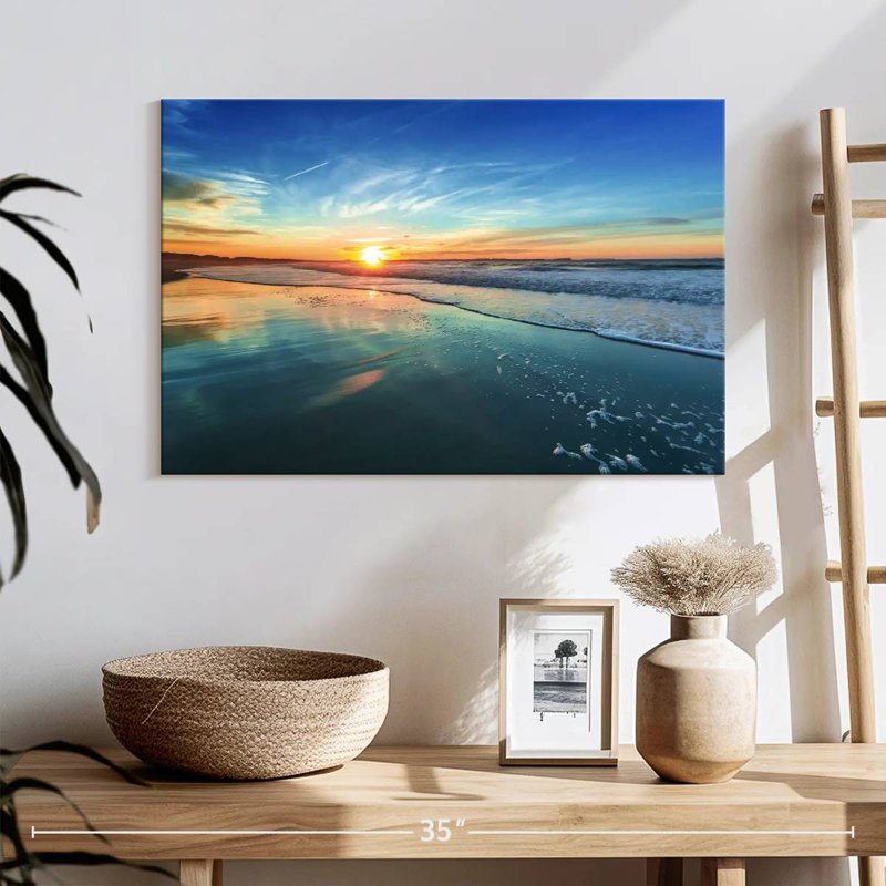 Gillard, soleil sur la plage, horizon, H 16 po x l 24 po