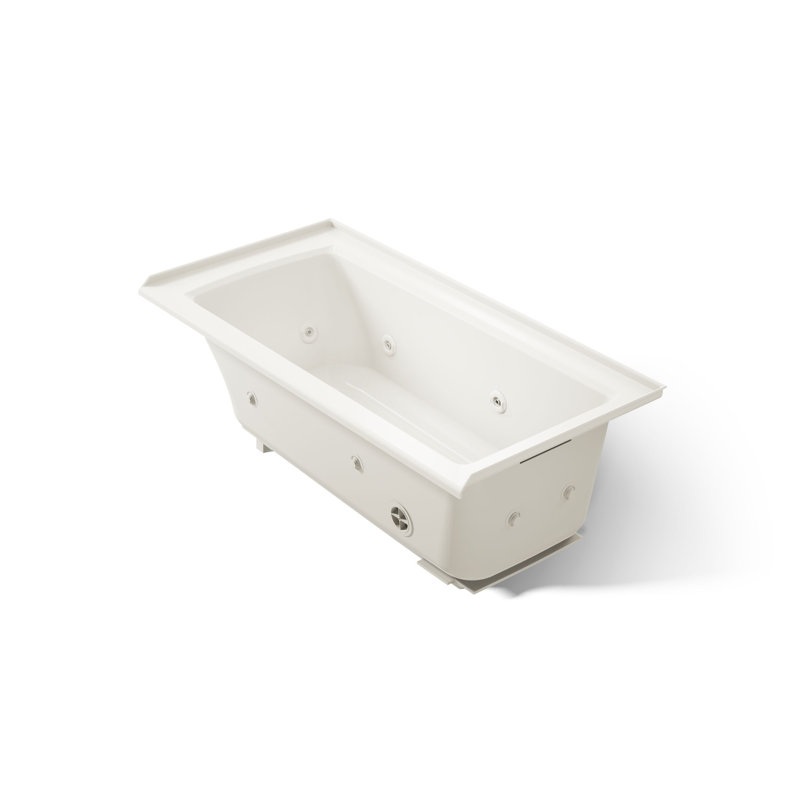 Archer 60" x 30" Drop-in Whirlpool Bathtub, Almond, Right