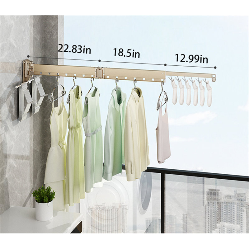 Spacemaster Pro Retractable Folding Clothes Rack, 6.49" H x 54.33" W x 15.74" D
