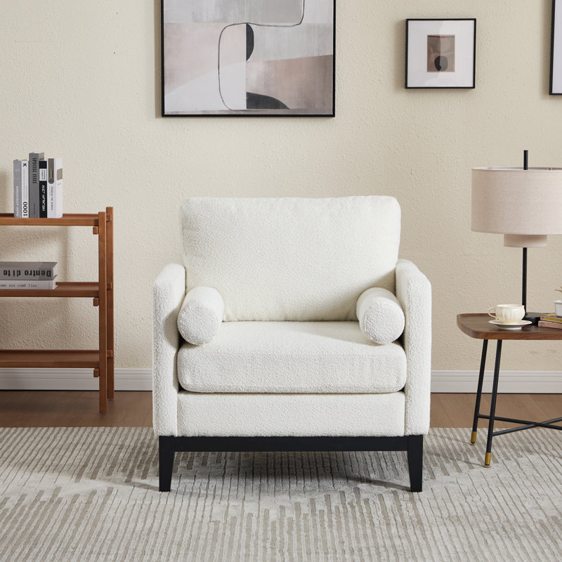 Chaise d'appoint rembourrée avec 2 coussins, Noir, Ivoire ivoire
