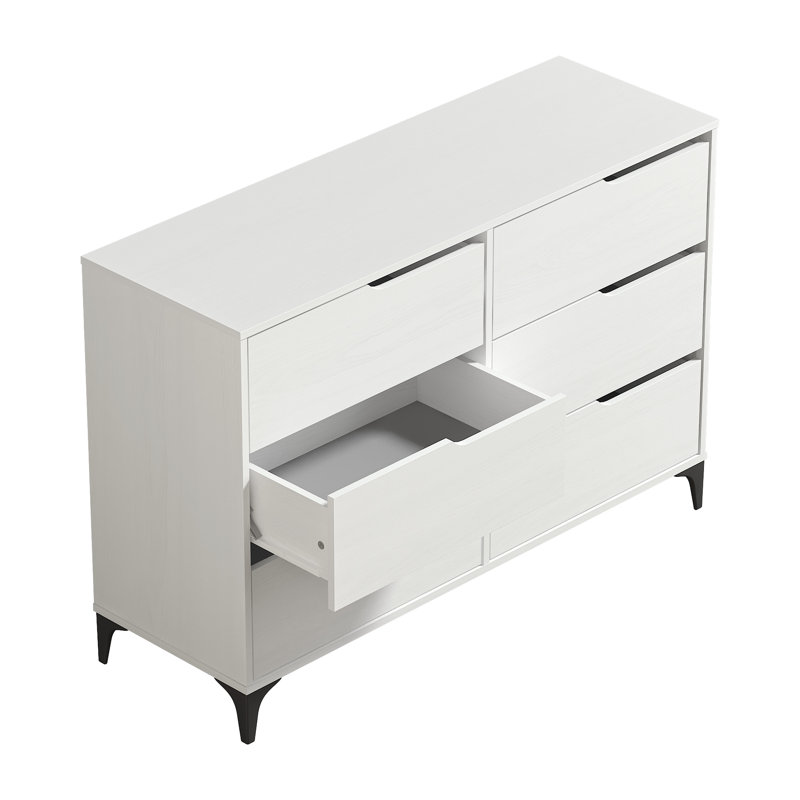 Norcross 6 Drawer 46.5'' W Double Dresser, White