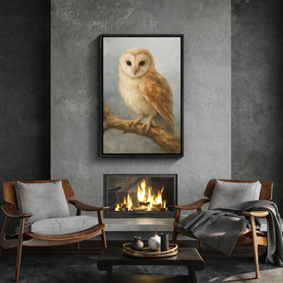 Gentle Barn Owl on Branch Framed Print Wall Art for Nature Lovers Print Wall Art