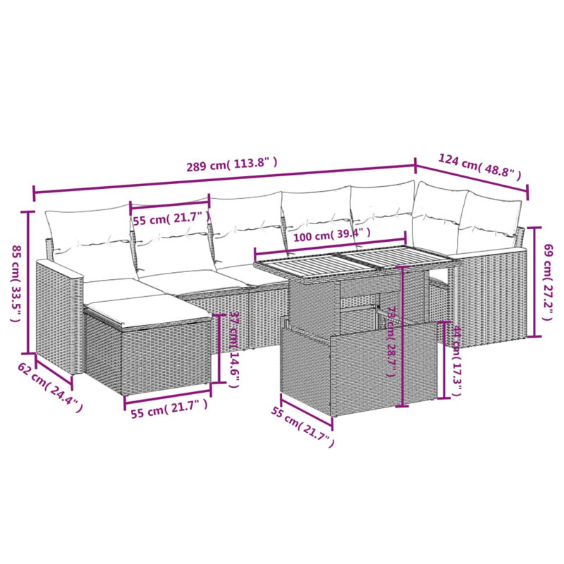 Ensemble de canapé de jardin Vidaxl