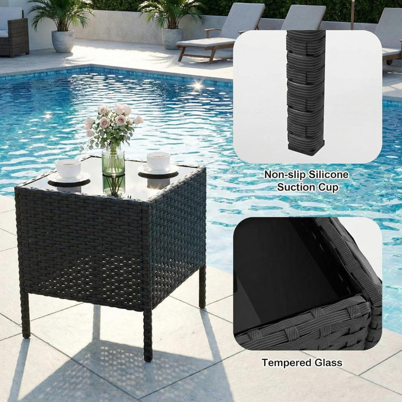 Patio Furniture Set, PE Rattan Wicker 3 Pcs Outdoor Sofa Set,Washable Cushion and Tempered Glass Tabletop, Conversation Furniture for Garden Poolside Balcony(Grey/Beige)