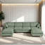 Canapé modulaire moderne en velours côtelé, ensemble de canapé en L convertible en forme de U avec coussin, canapé modulaire surdimensionné avec repose-pieds, convient au salon, au grenier, à un appartement, à 6 sièges vert olive-978139244-978139245