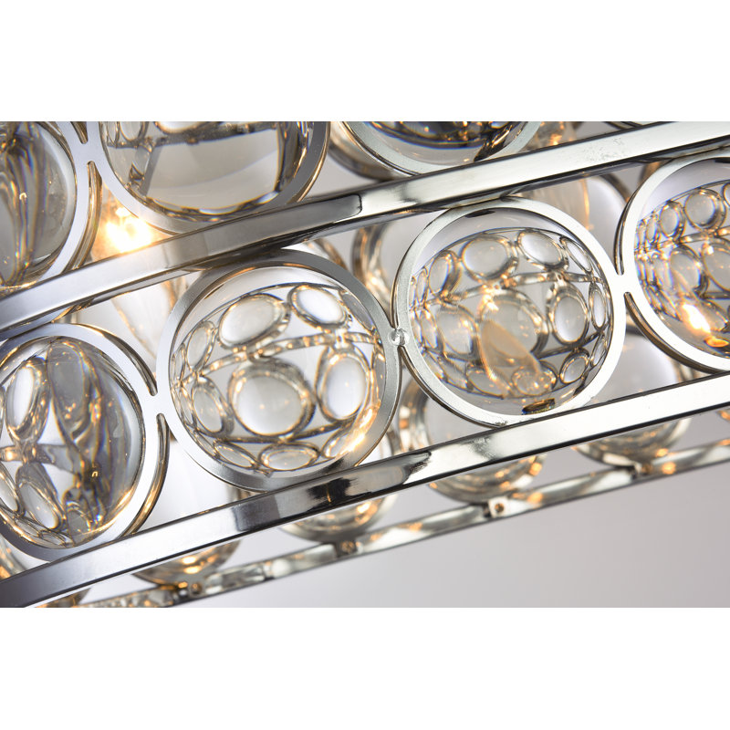 Lustre d'appoint en verre transitionnel 6 lumières, Chrome