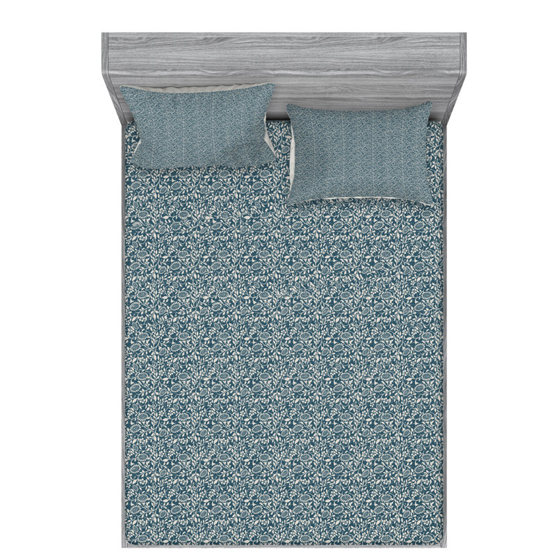 Microfiber Floral Sheet Set, Full Sheet Set + Fitted Sheet + 2 Pillowcases
