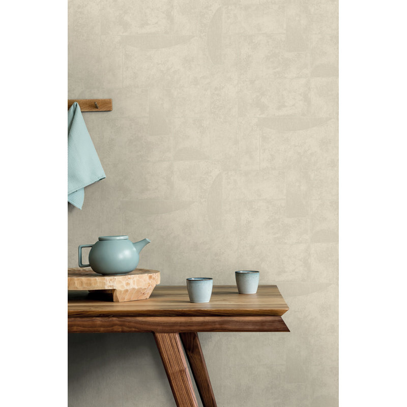Terra Collection Graphic Abstract Stone Wallpapr Roll, Beige