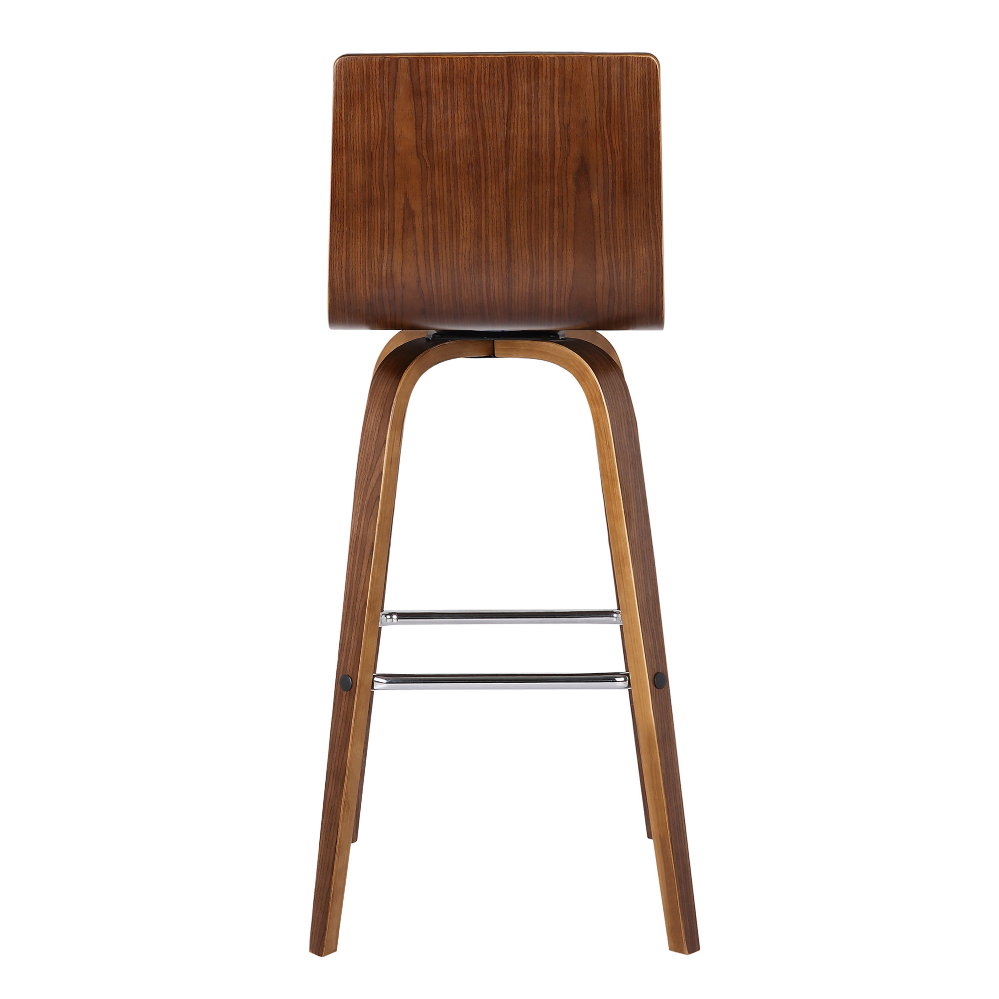Biance Solid Wood Swivel Bar & Counter Stool, Vintage Blue Performance Faux Leather, Walnut, Bar Stool (30" Seat Height)