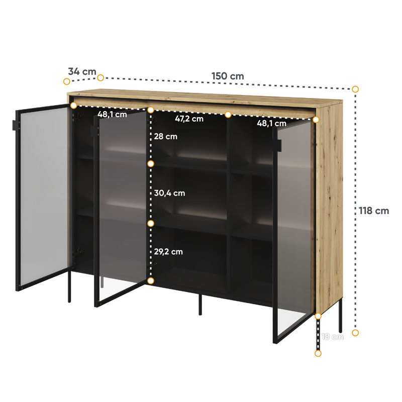 Amerion Console, Oak Artisan/Black