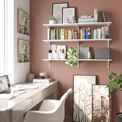48 Inch Floating Bookshelves, White Shelves, Height Adjustable Wall Shelves For Living Room Decor, Office Storage Shelves, Farmhouse And Scandinavian Decor, 3 Tier