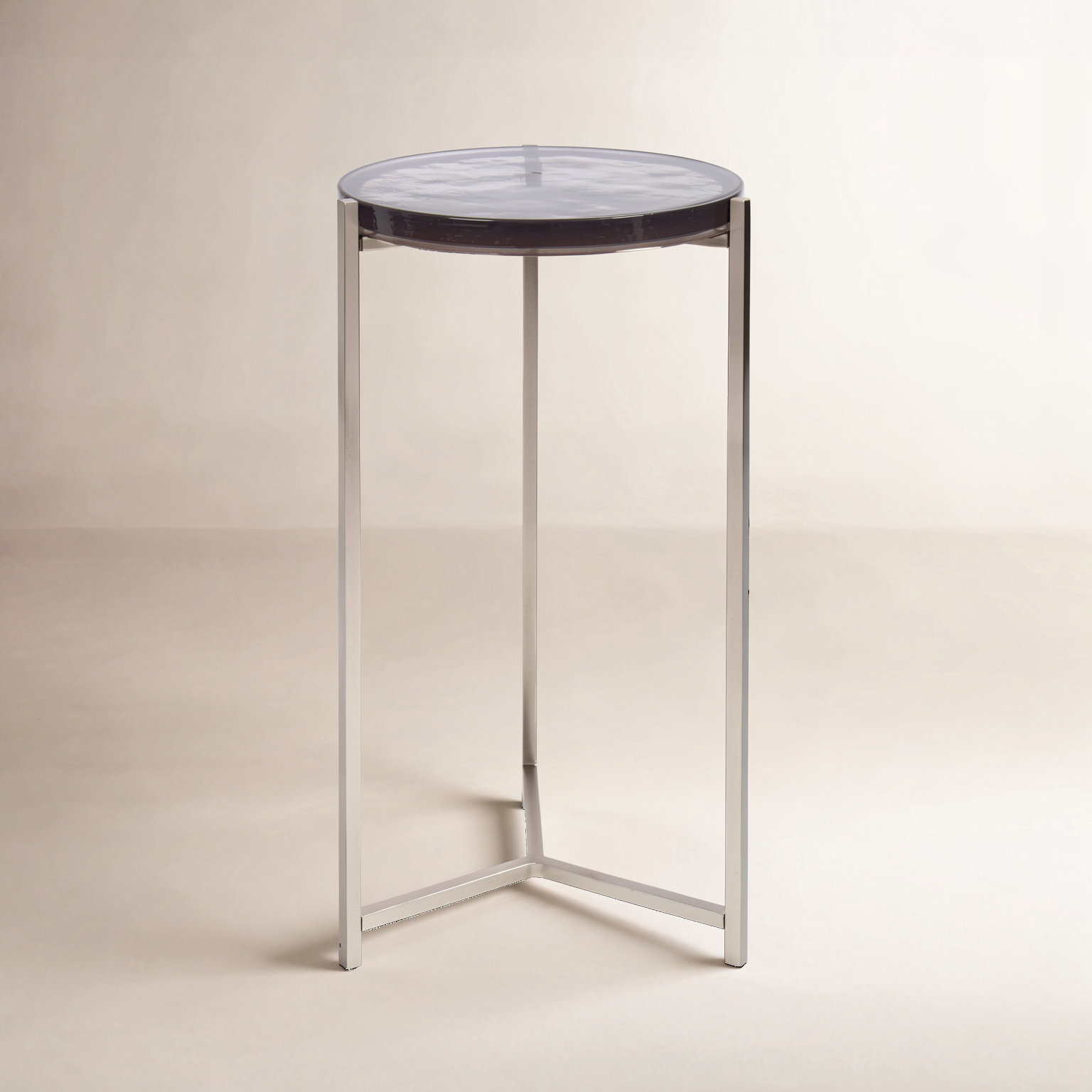 Aguilar Modern Round Glass Side Table, Silver