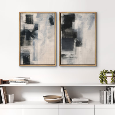 Art mural abstrait, ensemble de 2 reproductions d'art encadrées sur toile