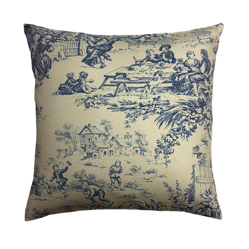Square Cotton Pillow Cover & Insert, Blue