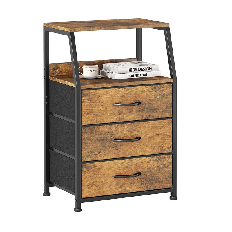 40 cm W Chest of 3 Drawers, Rustic Brown