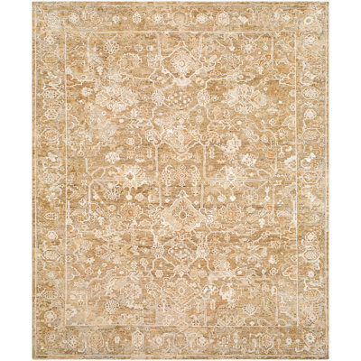 Rosette Hand Knotted Area Rug in Beige