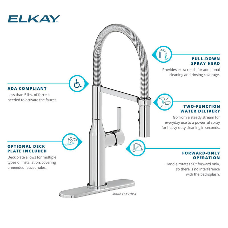 Avado Pull Down Single Handle Kitchen Faucet, Black Stainless and Chrome