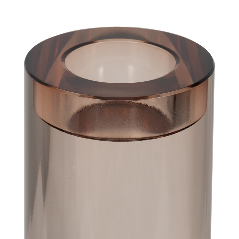 Porte-bougie cylindrique en verre pour décoration de table Modern, H 15 po x l 3 po x P 3 po, Bronze
