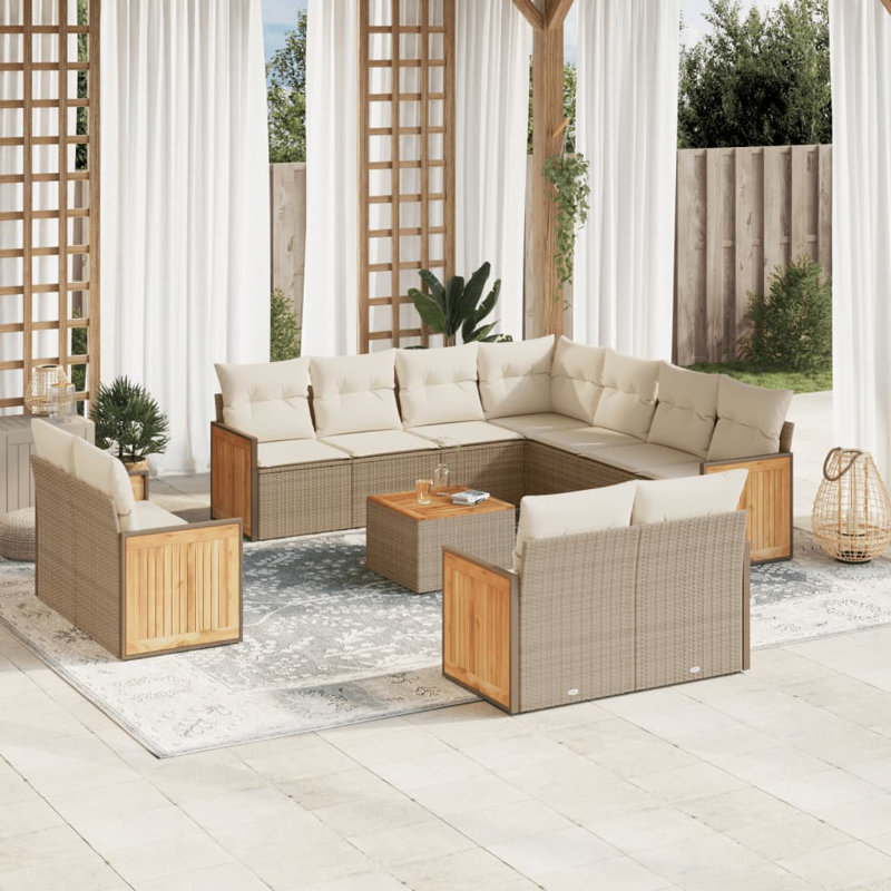  Garden Sofa Set Beige, Cream White