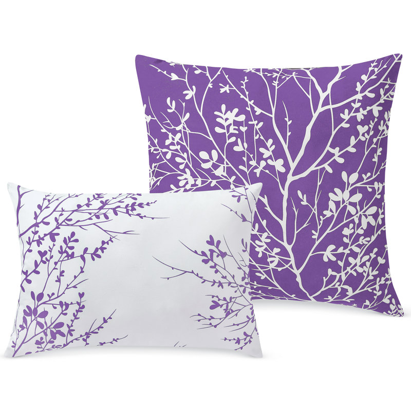 Ensemble d'édredon réversible en microfibre 6 pièces, Très grand édredon + 2 taies décoratives + 2 co, Mauve