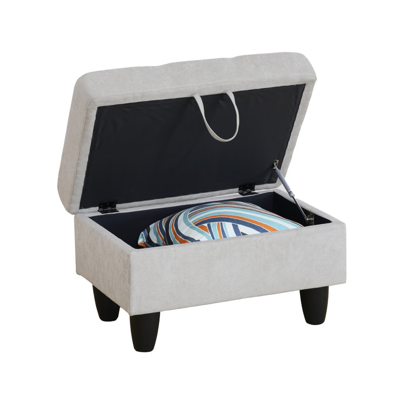 Claritza Upholstered Ottoman, Light Gray Polyester