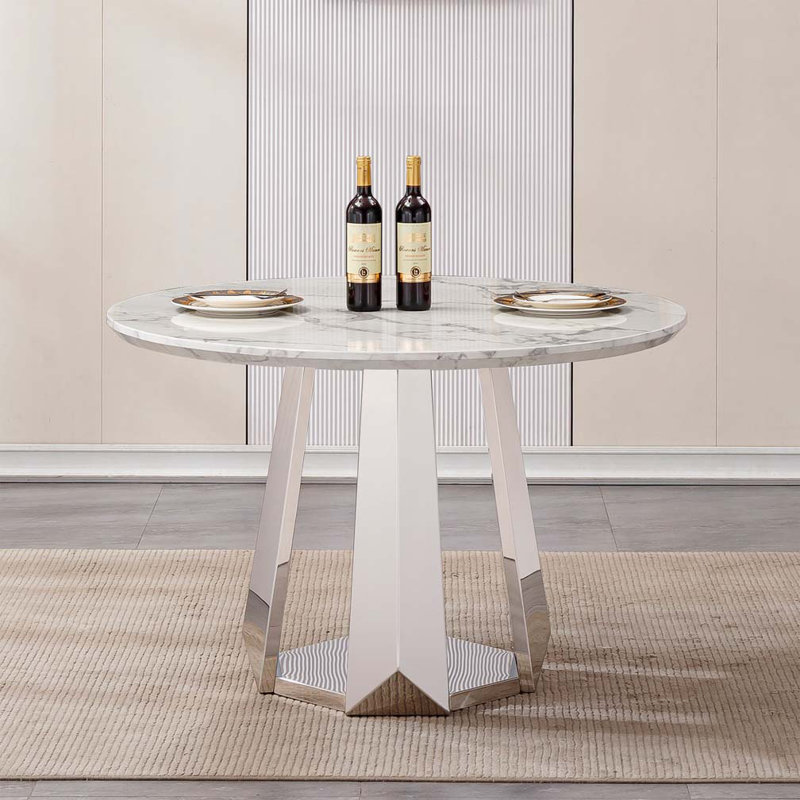 Table de salle à manger 47 po, Argent, Blanc