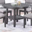 Ensemble de salle à manger gris 5 pièces avec table ronde (avec tablette) et 4 chaises, style contemporain moderne