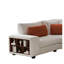 Canapé d'angle 3 places beige avec structure et rangement en bois, design crème élégant avec accoudoirs pour le salon