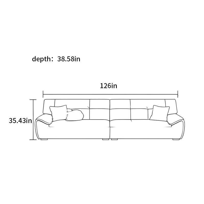 Canapé moderne avec oreilles éléphant, H 35,43 po x l 126 po x P 38,58 po, 5