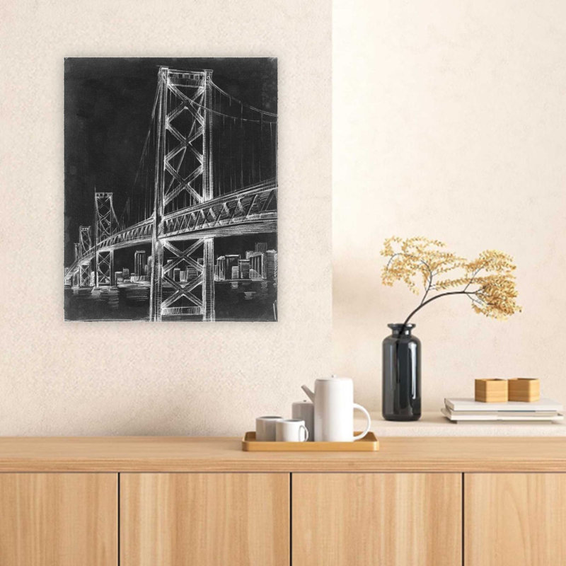 Pont suspendu, art mural, 24 x 32