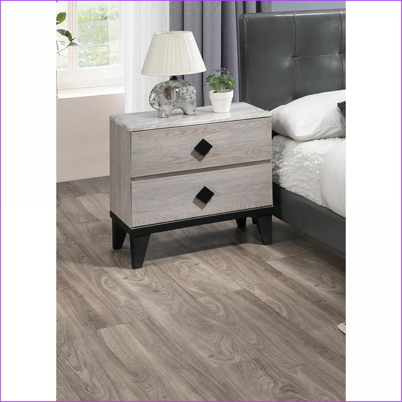 Table de chevet moderne avec rangement en pin / contreplaqué crème avec tiroir